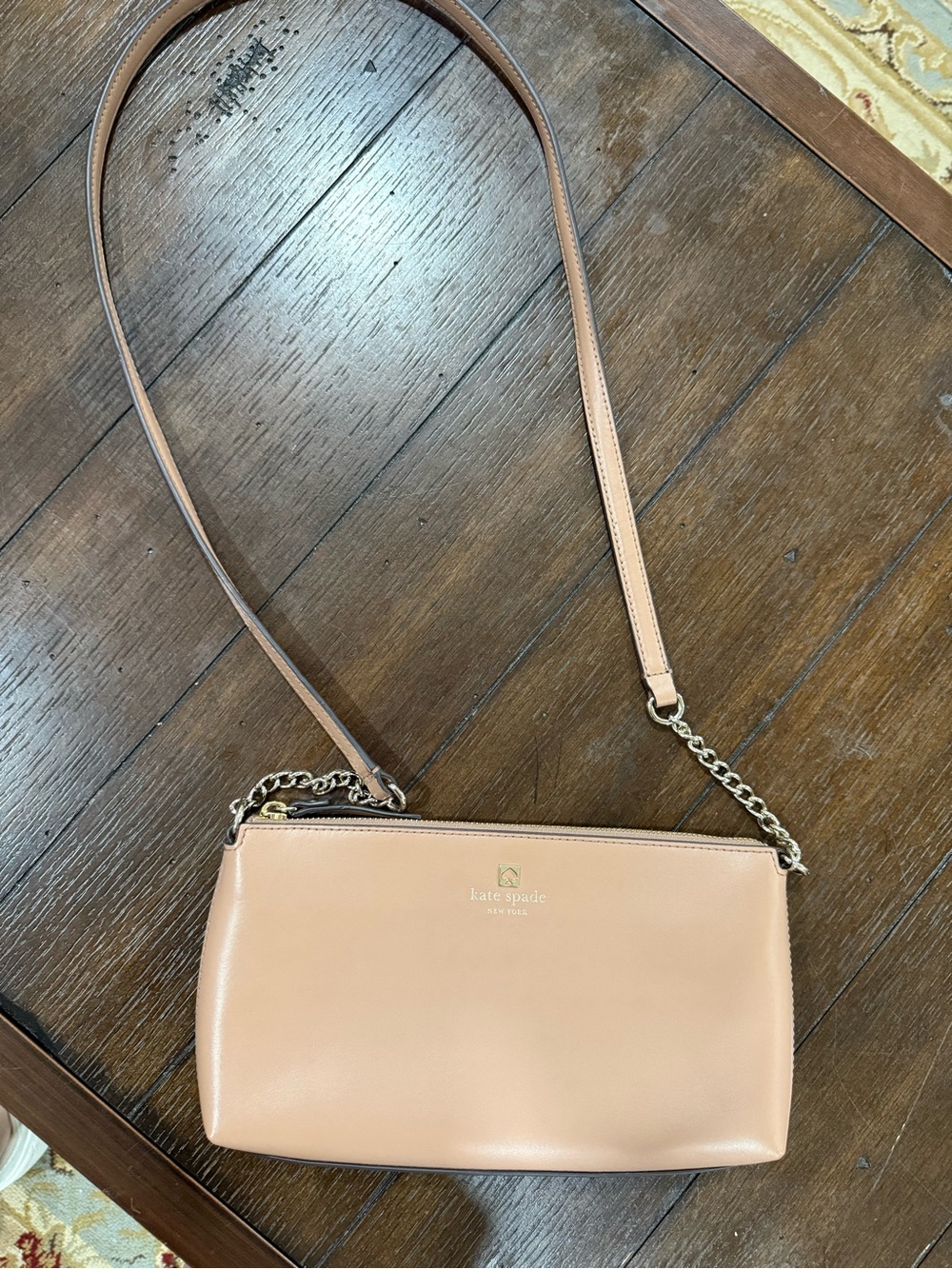kate spade Tan Leather Crossbody with Chain Detail